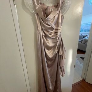 Eliza J Ruffle Satin Maxi Gown Dress (champagne cream size 12)